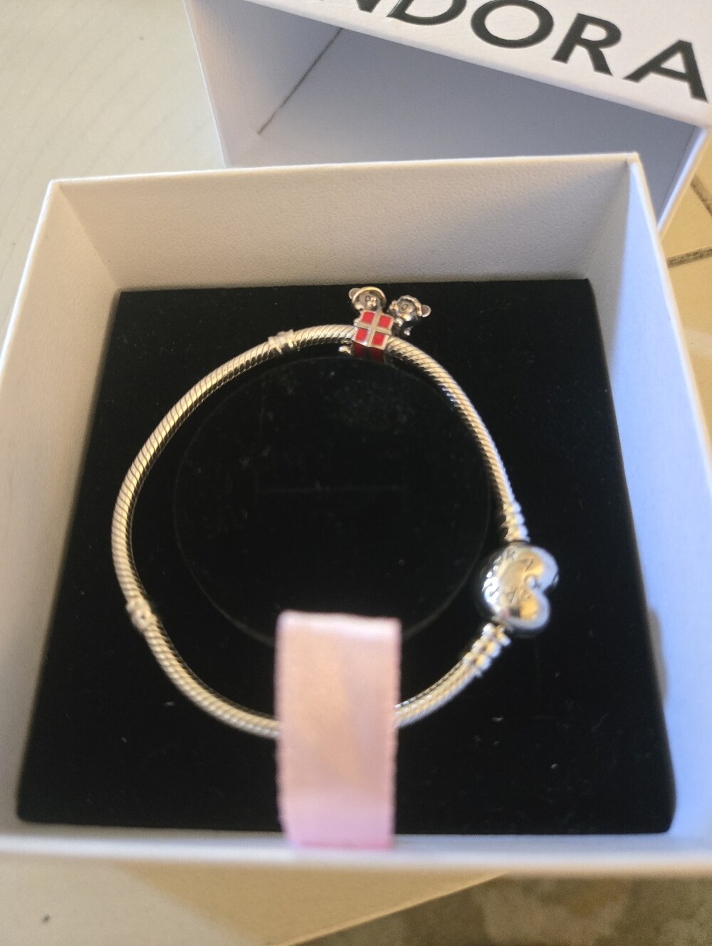 Pandora Moments Heart Clasp Snake Chain Bracelet, Sterling Silver